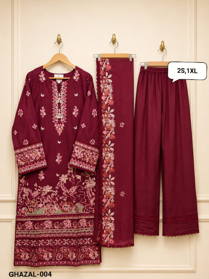 Ramsha Original Cotton Suit – Fully Embroidered 3-Piece