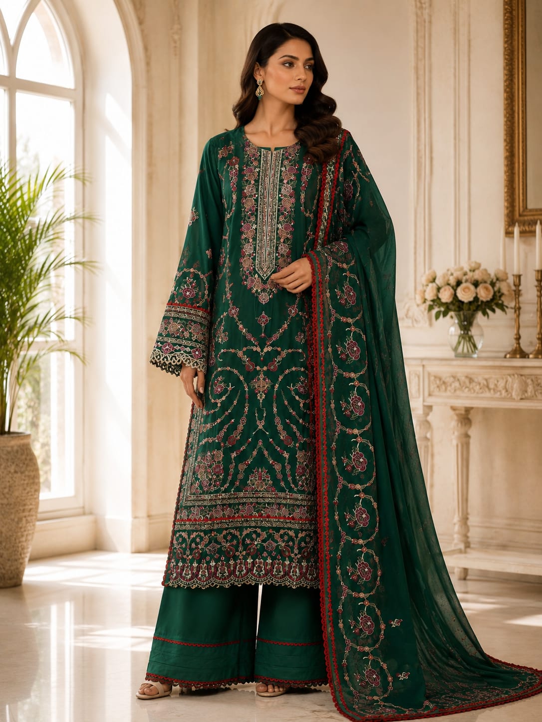Ramsha Original Cotton Suit – Fully Embroidered 3-Piece
