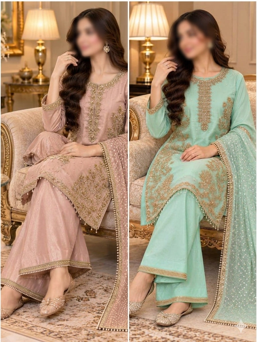 Handmade Sheesha Silk party and weddings wear